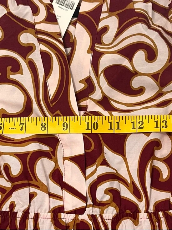 NWT Anthropologie Maeve Tiered Maxi Dress Burgundy Boho Smocked Waist Size S - Picture 4 of 6